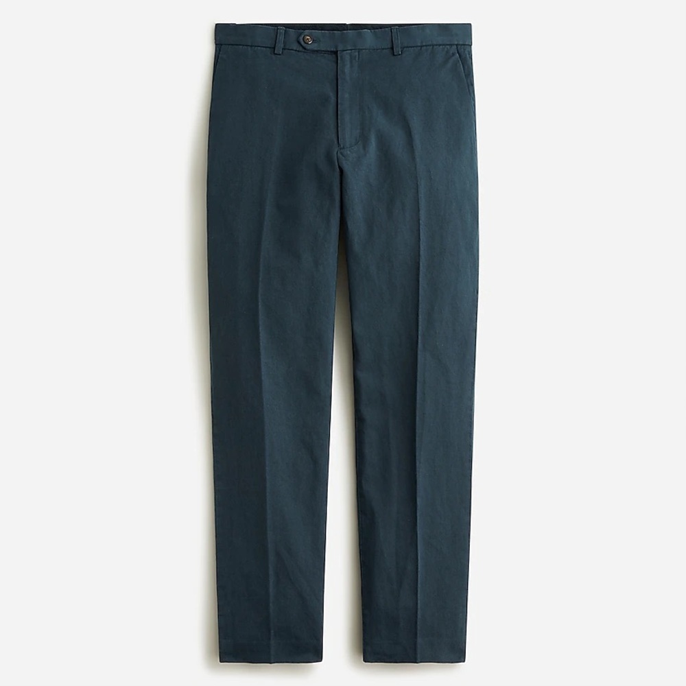 J Crew Garment-Dyed Cotton-Linen Chino Suit Pant